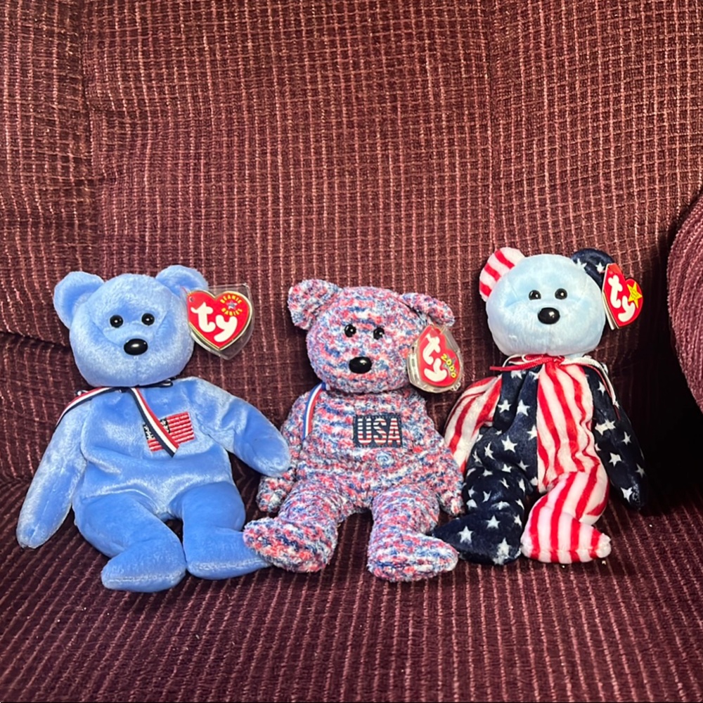 Ty Beanie Babies Trio - America, USA and, Spangle